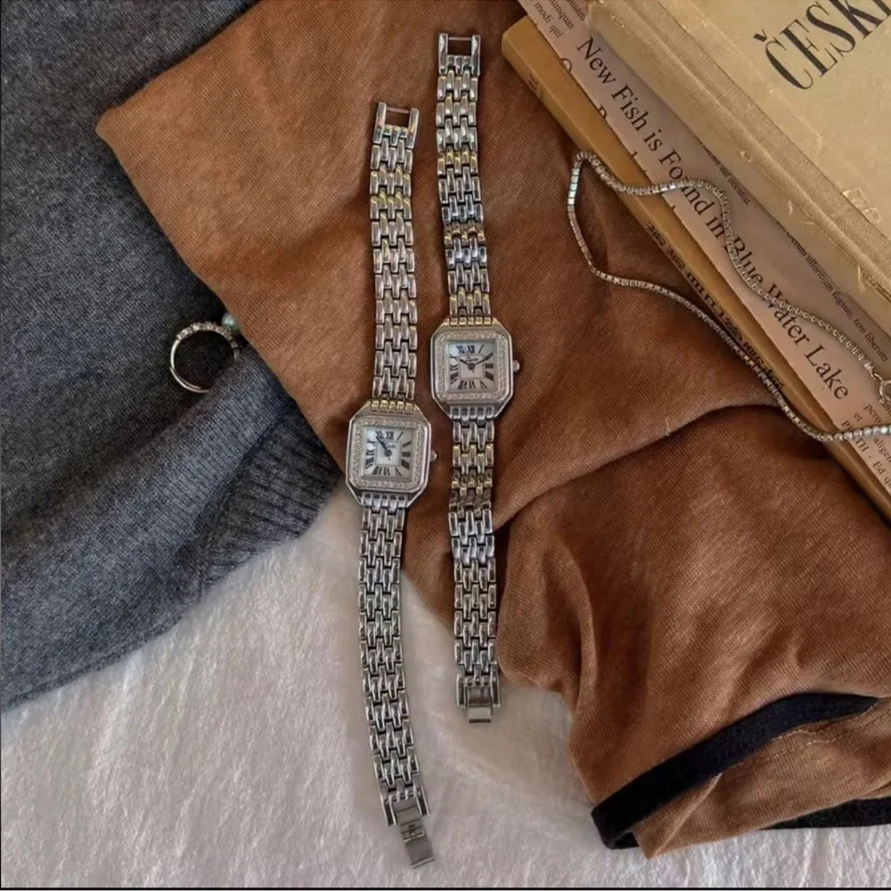 Panthere Elegant Silver Crystal Watch